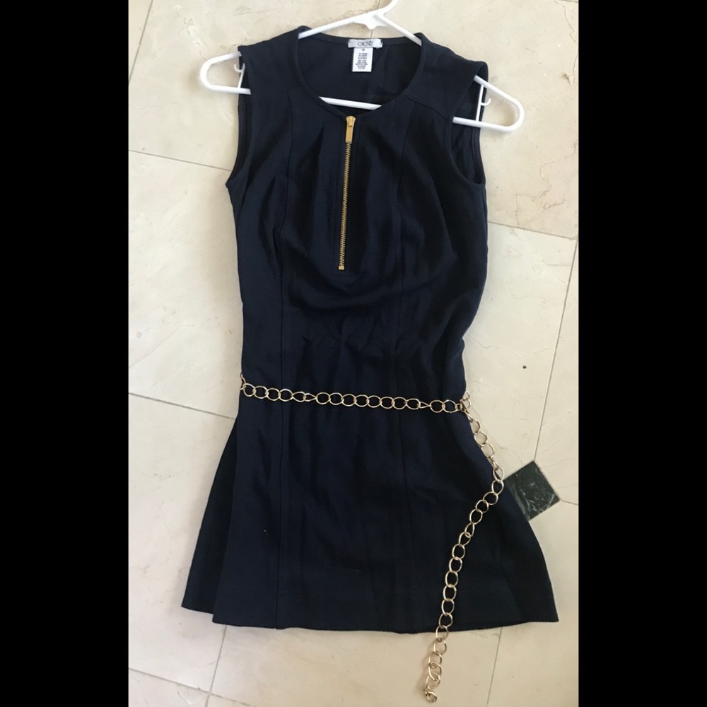 Cache XS Navy blue sleeveless top/dress NWOT